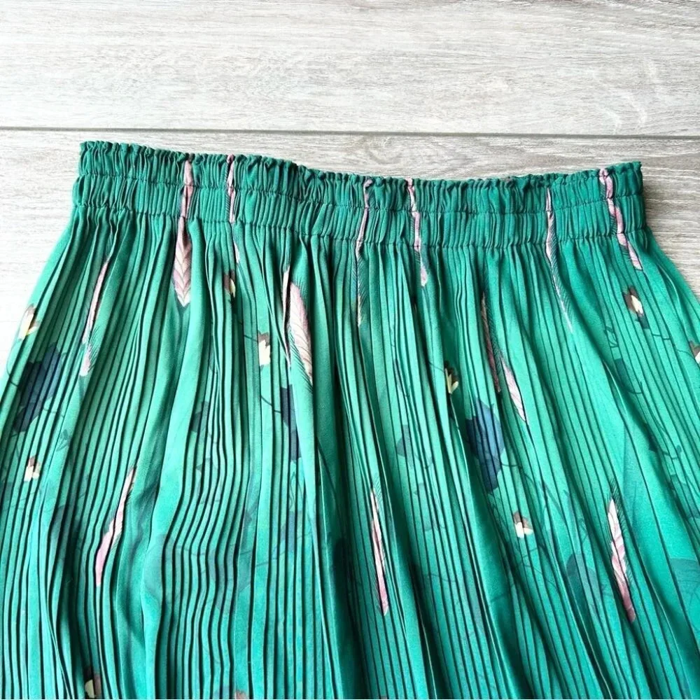 Floral Pattern Pleated Stretchy Midi Maxi Skirt